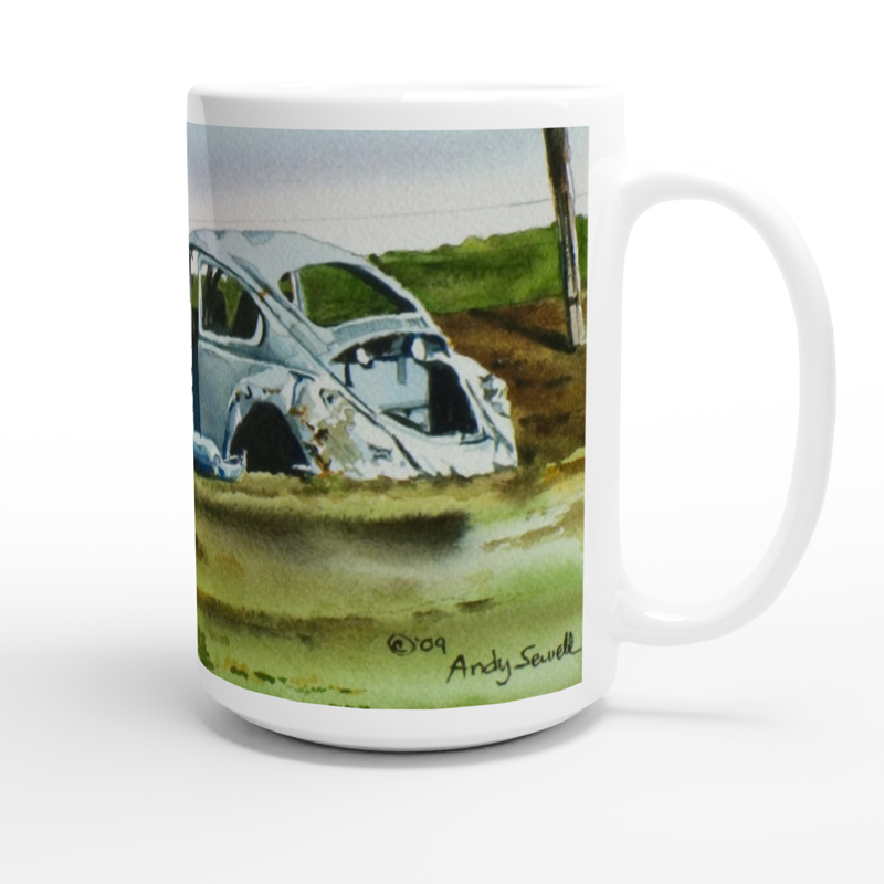 Country "Slugged Bug"- a signed giclee art print from an original watercolor of a VW Bus - by Andy Sewell