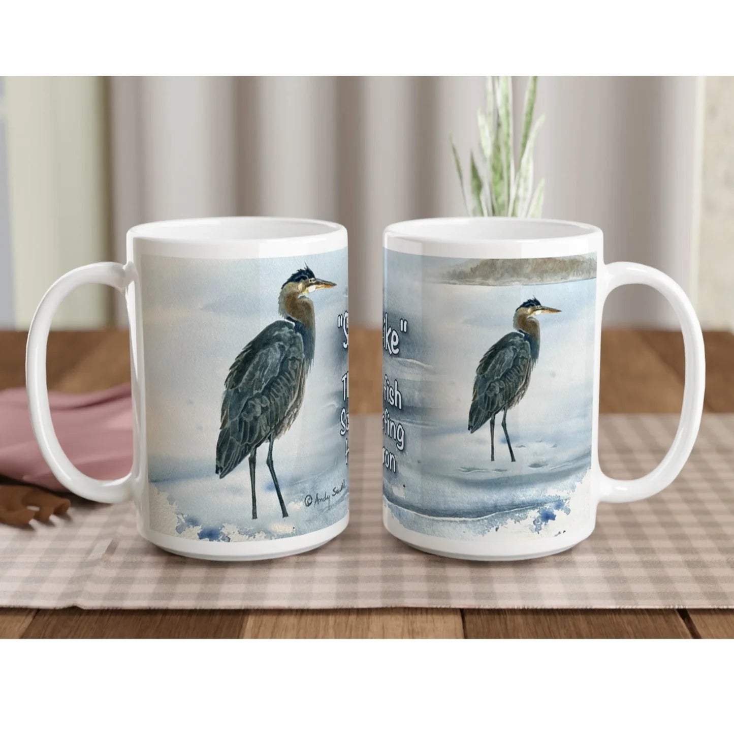 "Spike the Heron" - 14"x17" Original Watercolor or Giclée art print