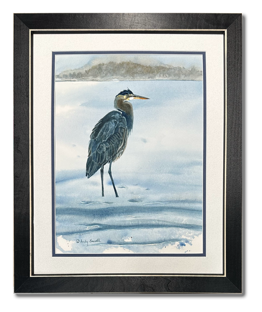 "Spike the Heron" - 14"x17" Original Watercolor or Giclée art print