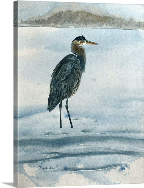 "Spike the Heron" - 14"x17" Original Watercolor or Giclée art print