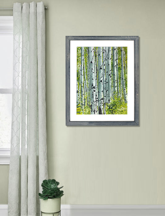 "Spring Aspens", - 18"x24" Original watercolor or Open ed. Giclée of Idaho's Aspen Trees in the Summer