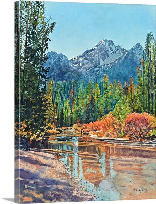 "Stanley Creek View" - a Signed Edition Watercolor Print of Idaho's fabulous Sawtooth Mountains at Stanley creek.