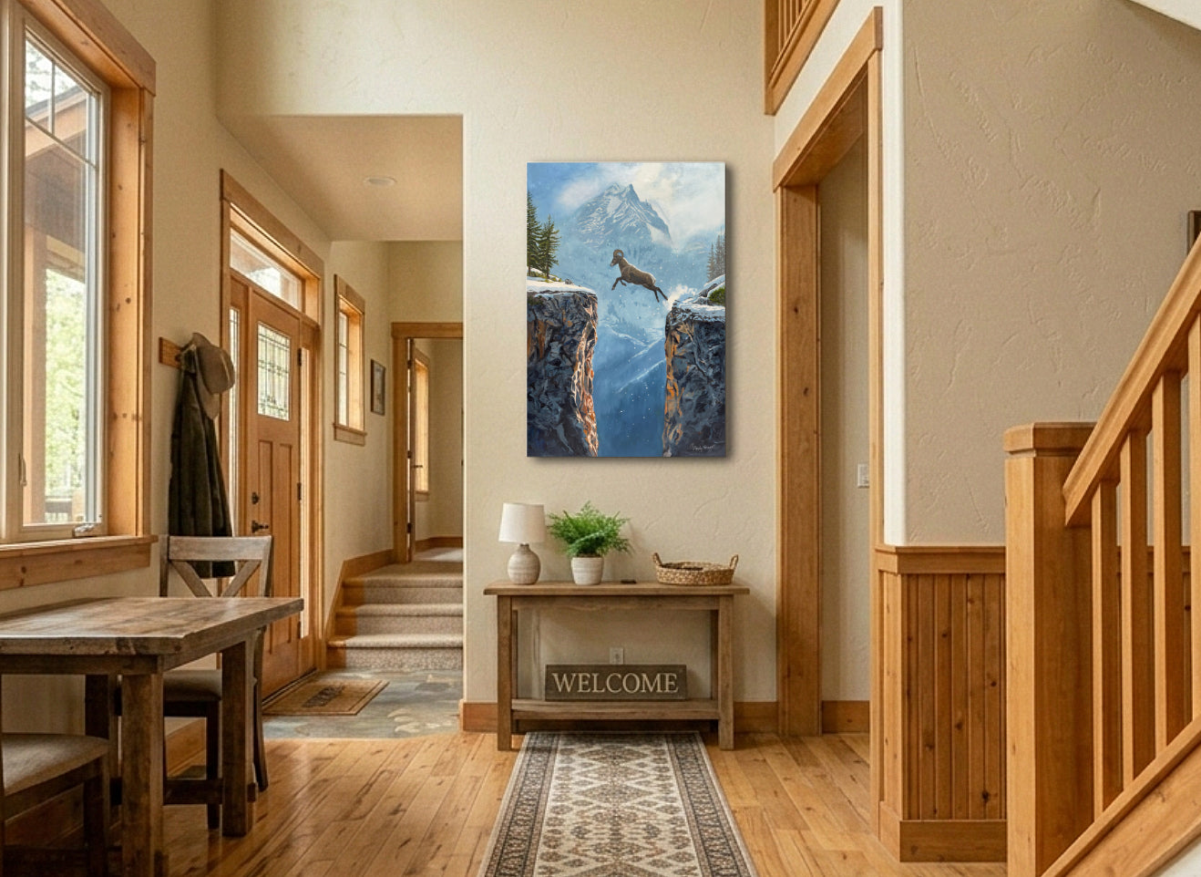 "Taking Higher Ground" - 24x36 oil on linen ~ Rocky Mtn. Bighorn Sheep