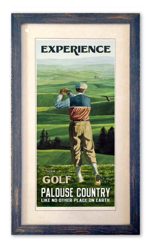 Vintage Look Golf Poster/Print "Golf the Palouse" from Original watercolor