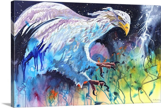 "The Warring Angel" 24"x36"- Prophetic art painted in a live worship service. Original or Giclée prints available.