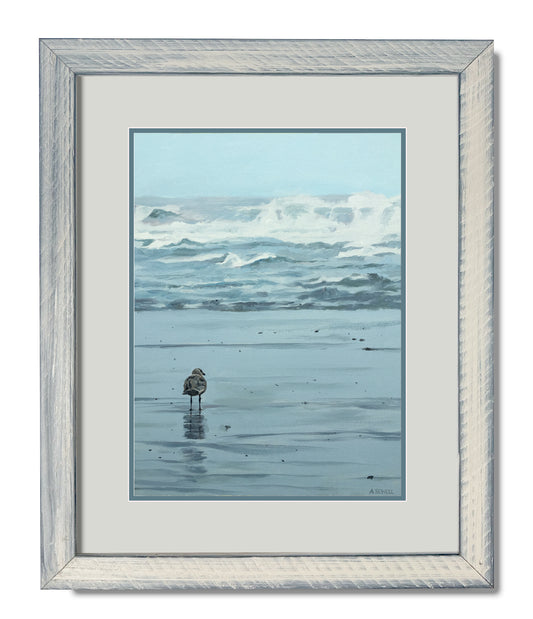 "Watching & Waiting ~ Seagull" - 16"x22" an original oil painting or signed edition Giclee reprod. of a lone seagull on the OR coast.