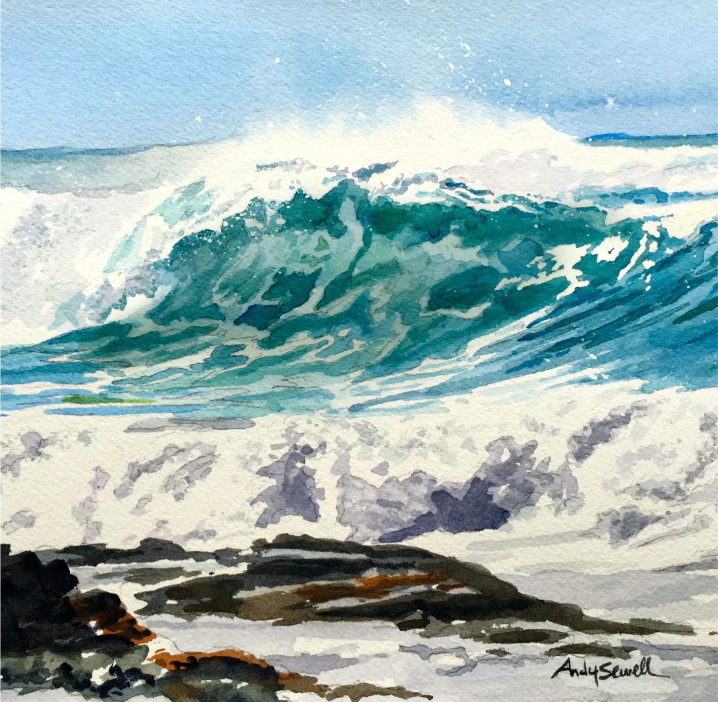 "Blue Wave Beauty" - 12"x18" a signed edition Giclee reprod. from watercolor