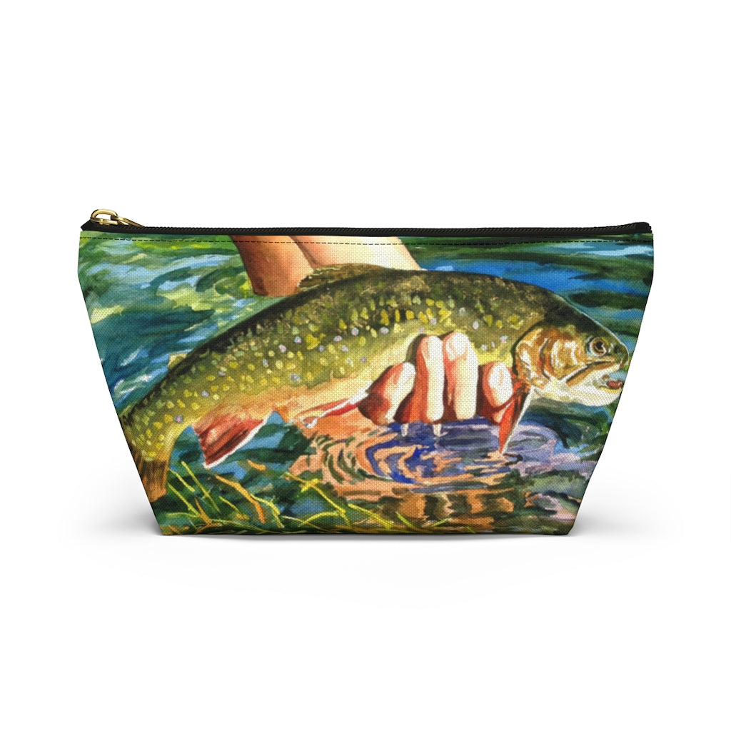 "Brookies and Reds" Accessory Pouch w T-bottom