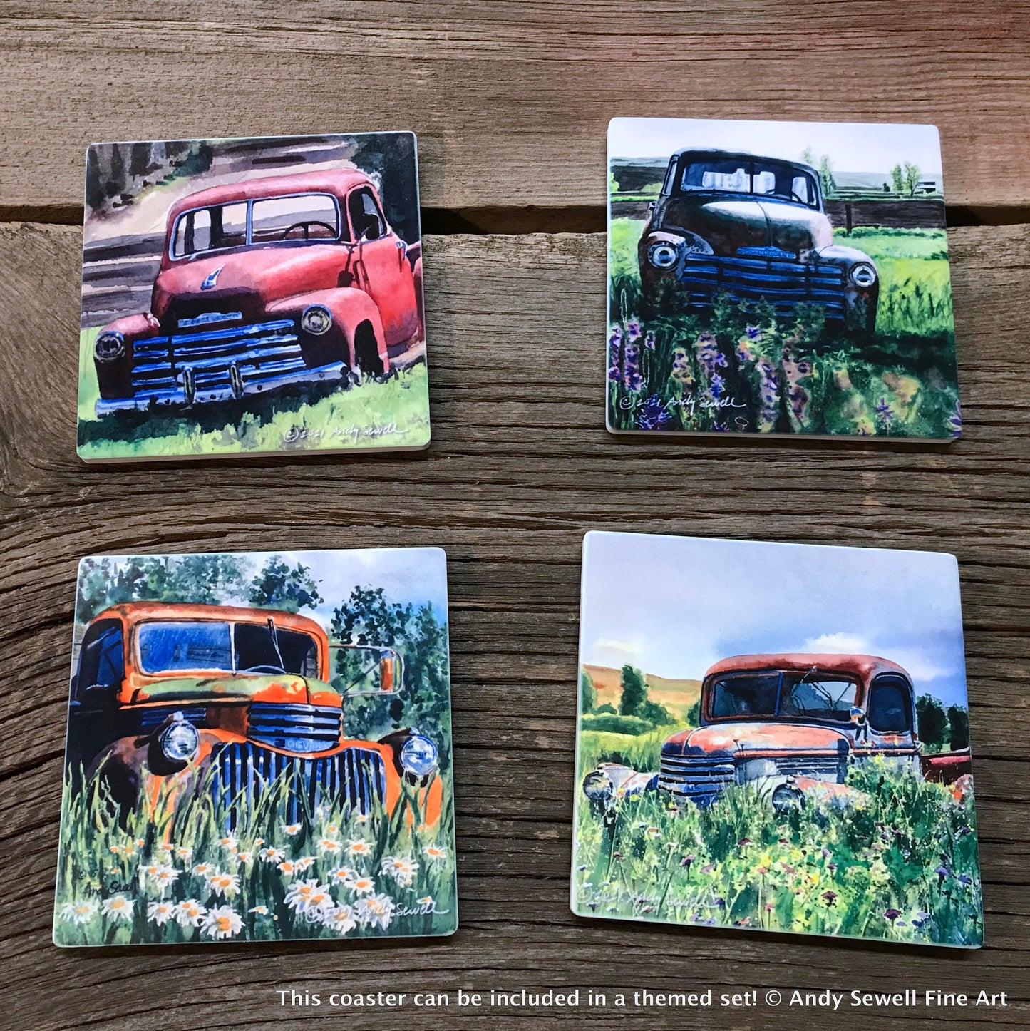 ASC214 “Five Window Red Chevy“ ceramic coaster