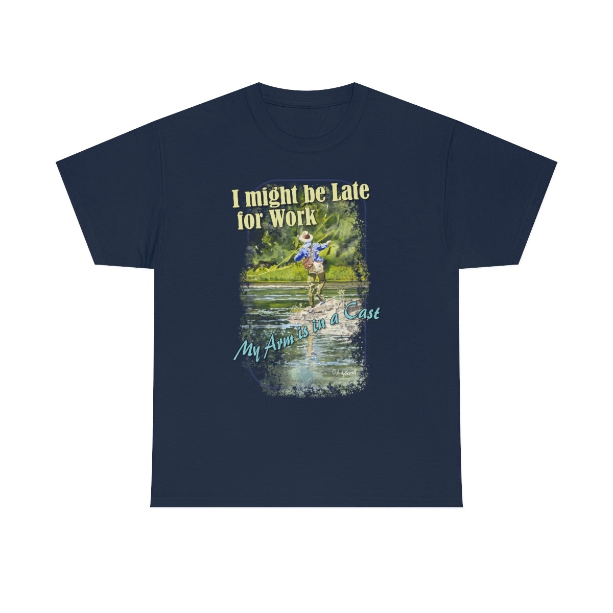 "River dance" Unisex Heavy Cotton Tee, Fly-fishing T-shirt