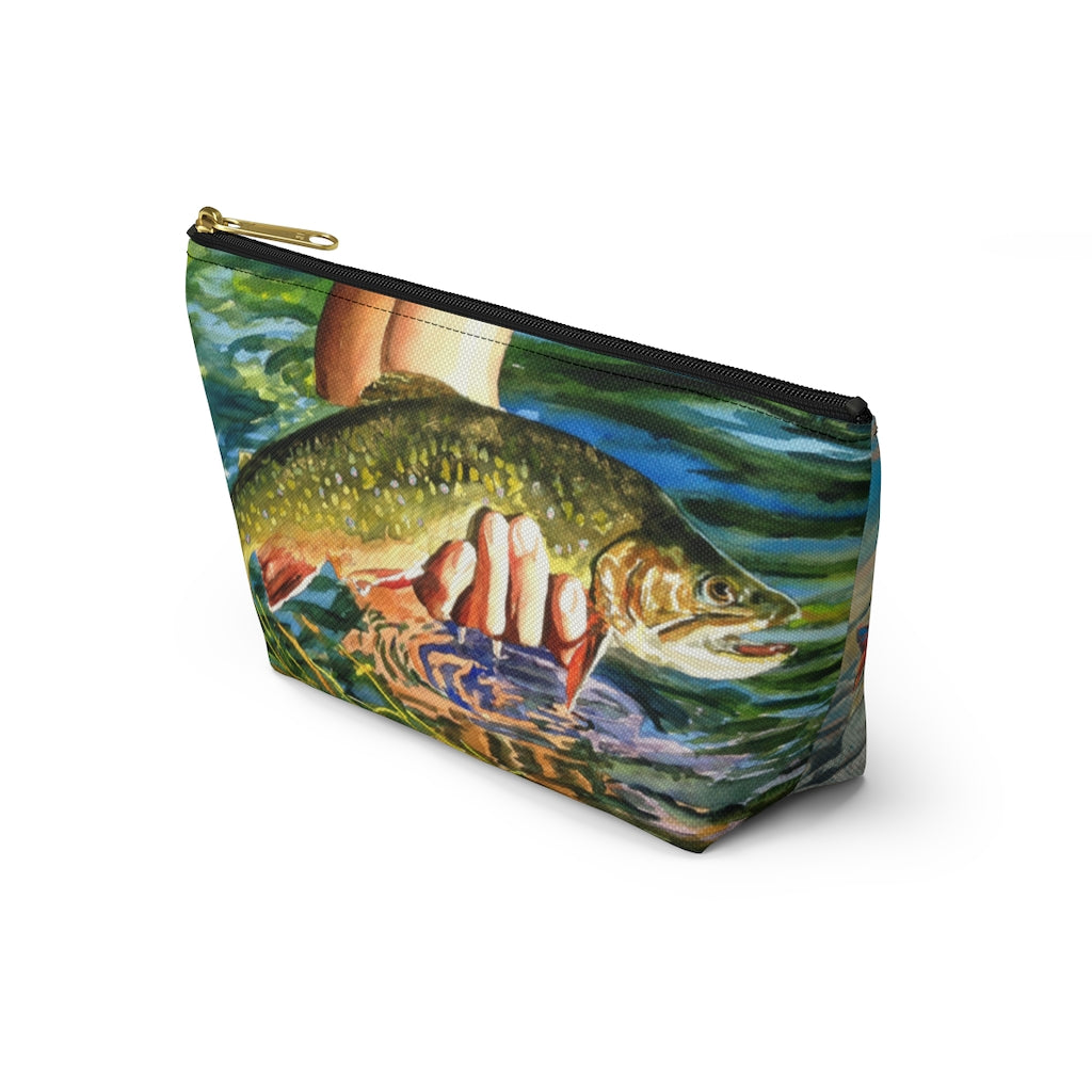 "Brookies and Reds" Accessory Pouch w T-bottom