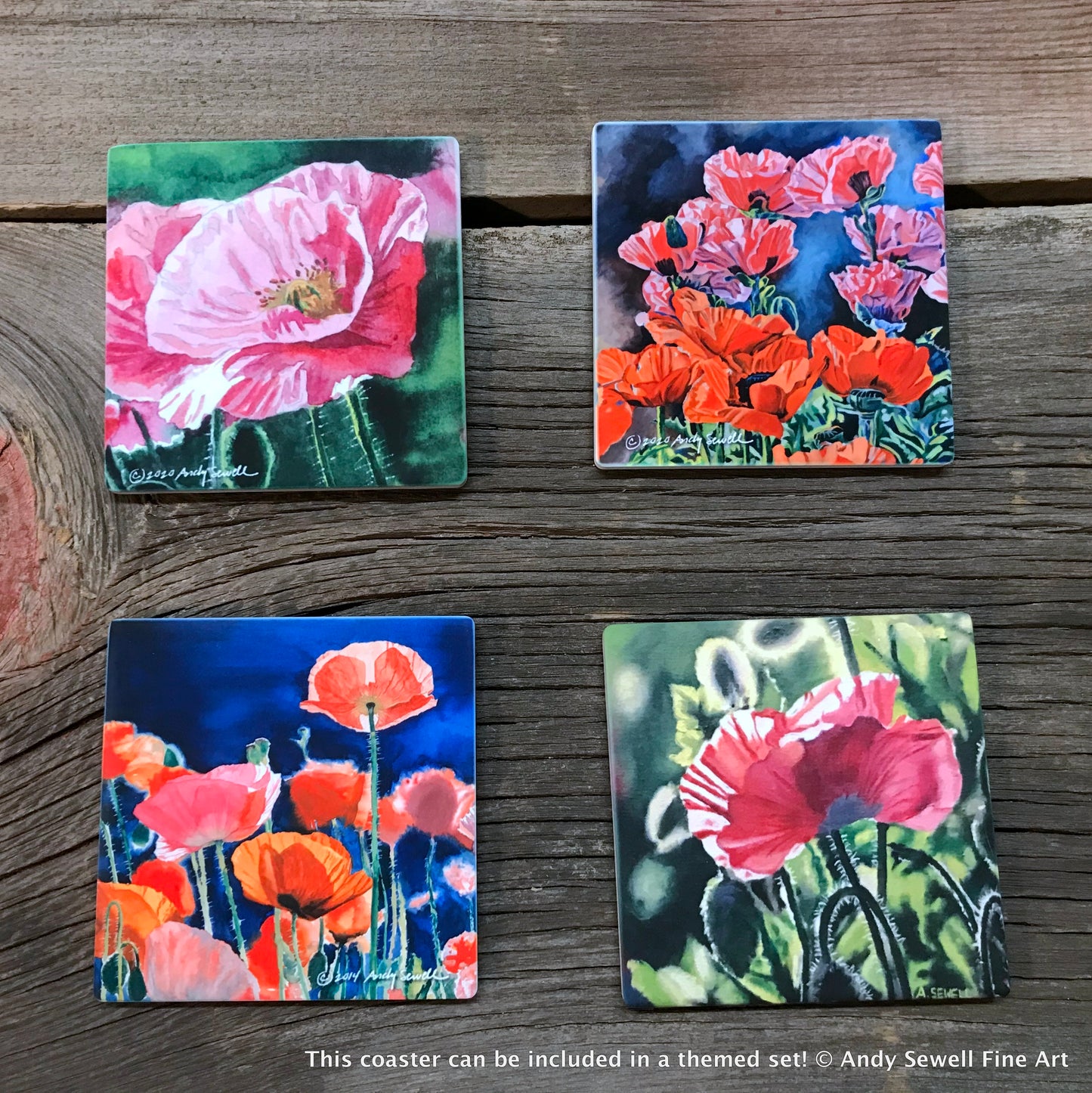 ASC443 "Poppy Duo 1" ceramic coaster