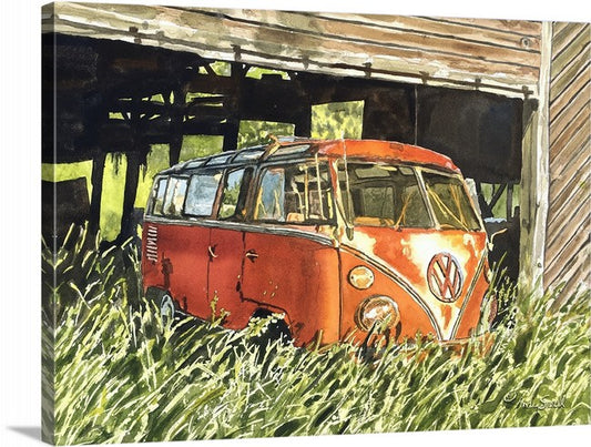“23 Window Barn Find” An Original watercolor or a signed Giclee art print of old 23 window VW Bus