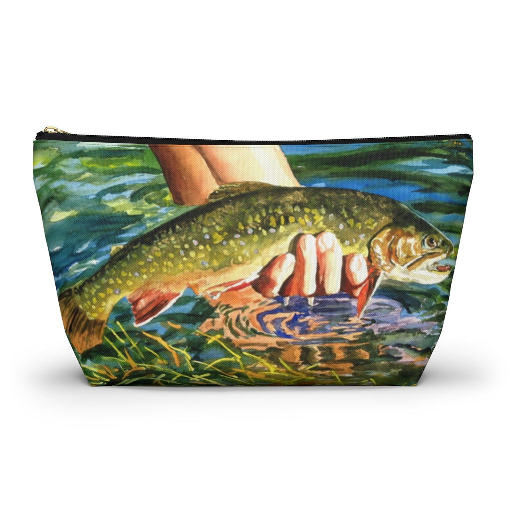 "Brookies and Reds" Accessory Pouch w T-bottom