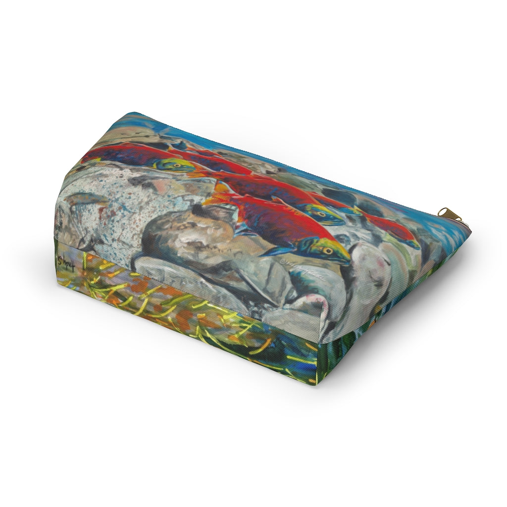 "Brookies and Reds" Accessory Pouch w T-bottom