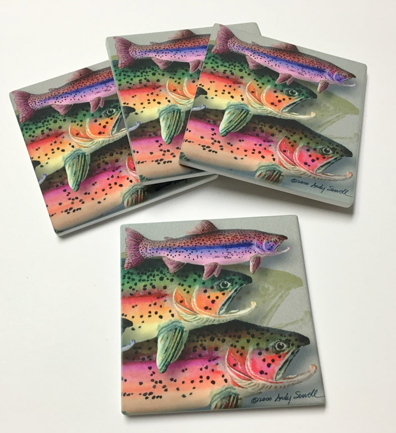 "Trout of Many Colors" - An open edition Giclee reproduction of fly fishing art, from watercolor by Andy Sewell