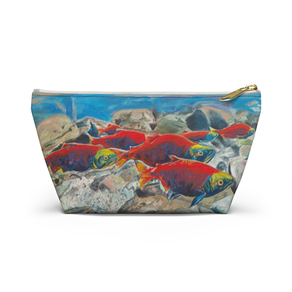 "Brookies and Reds" Accessory Pouch w T-bottom