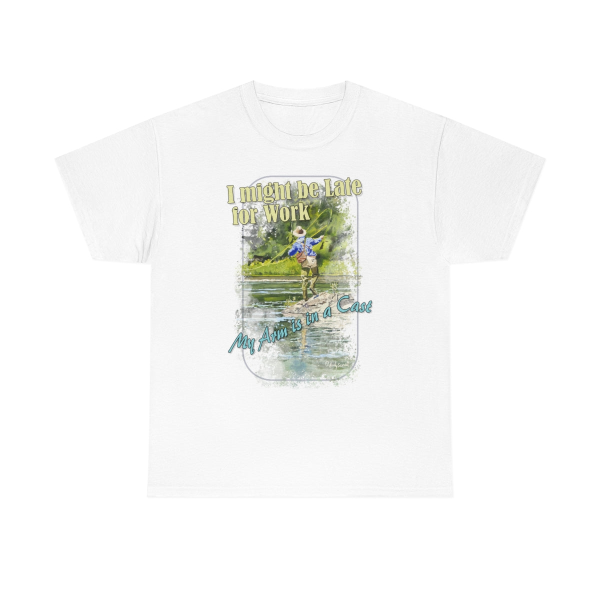 "River dance" Unisex Heavy Cotton Tee, Fly-fishing T-shirt