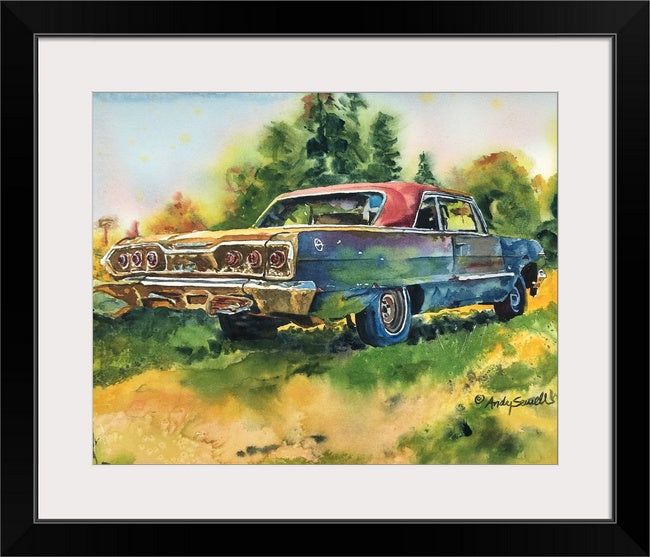 "The Old '63 Impala" 12x16 Original watercolor or signed edition Giclee Reprod. of old 1963 Impala.