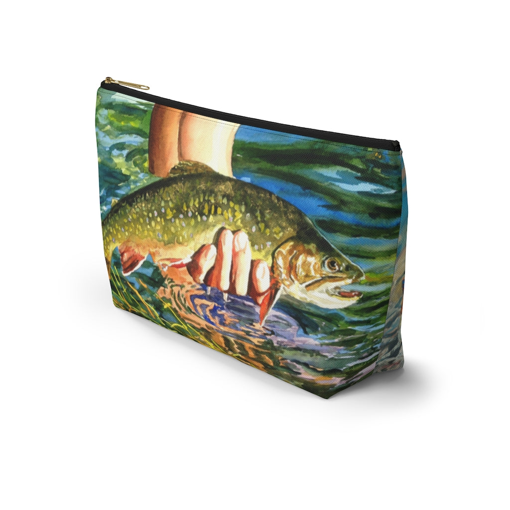 "Brookies and Reds" Accessory Pouch w T-bottom