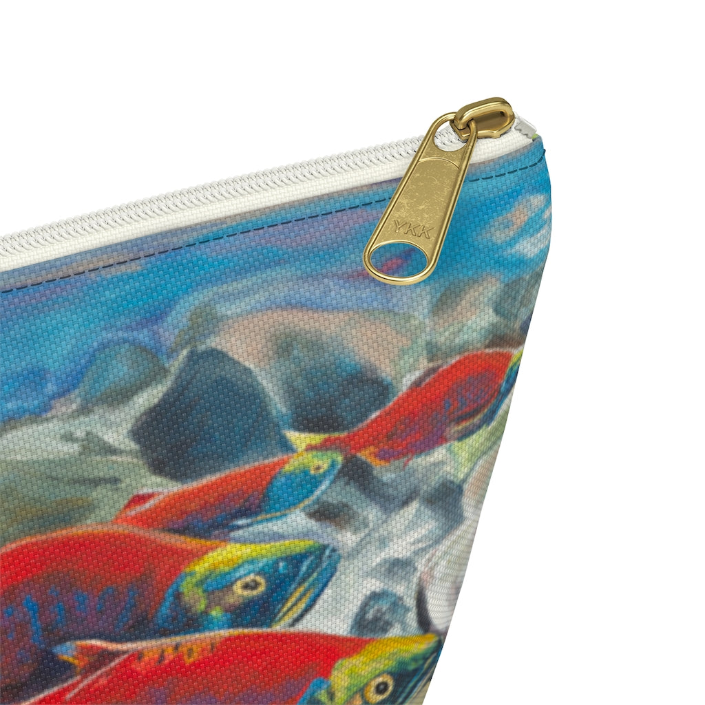 "Brookies and Reds" Accessory Pouch w T-bottom