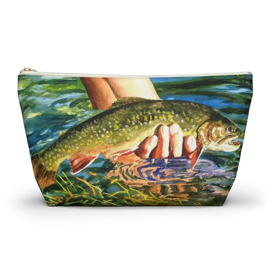 "Brookies and Reds" Accessory Pouch w T-bottom
