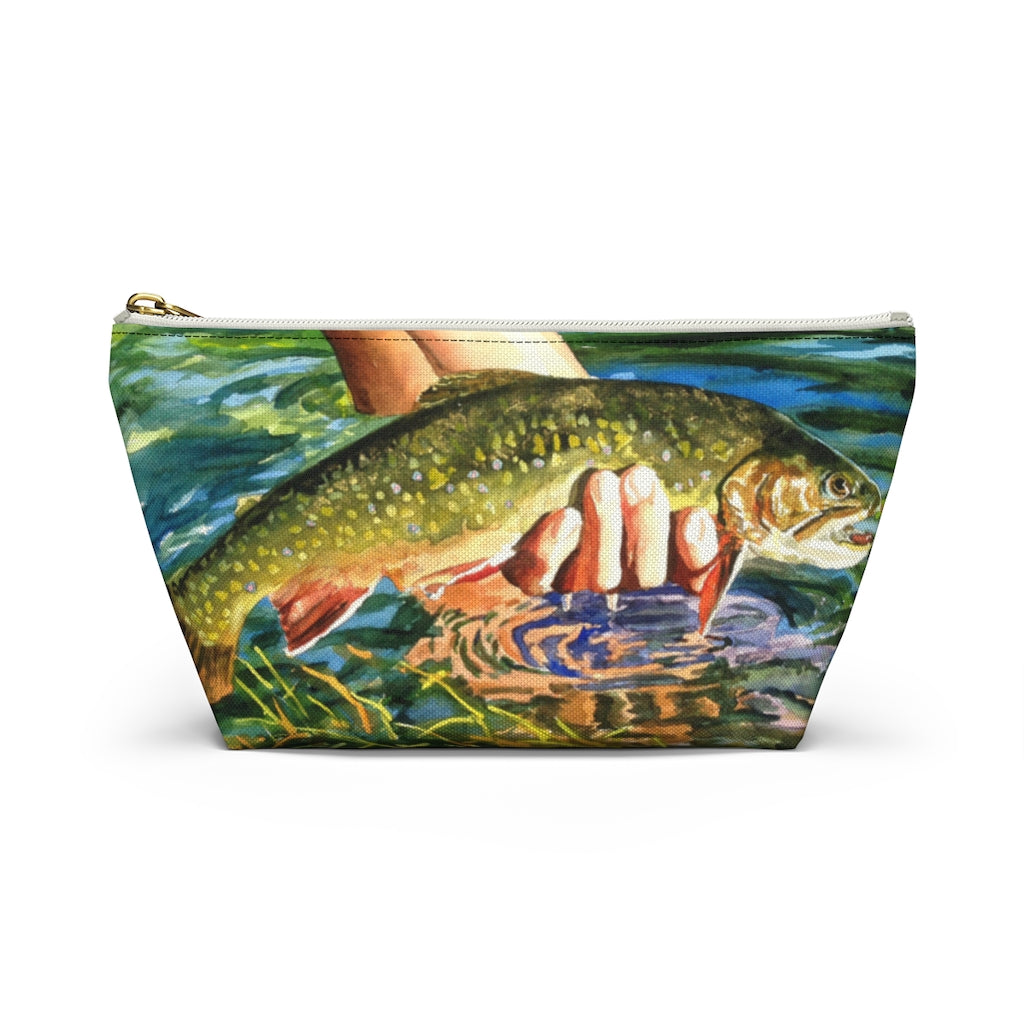 "Brookies and Reds" Accessory Pouch w T-bottom