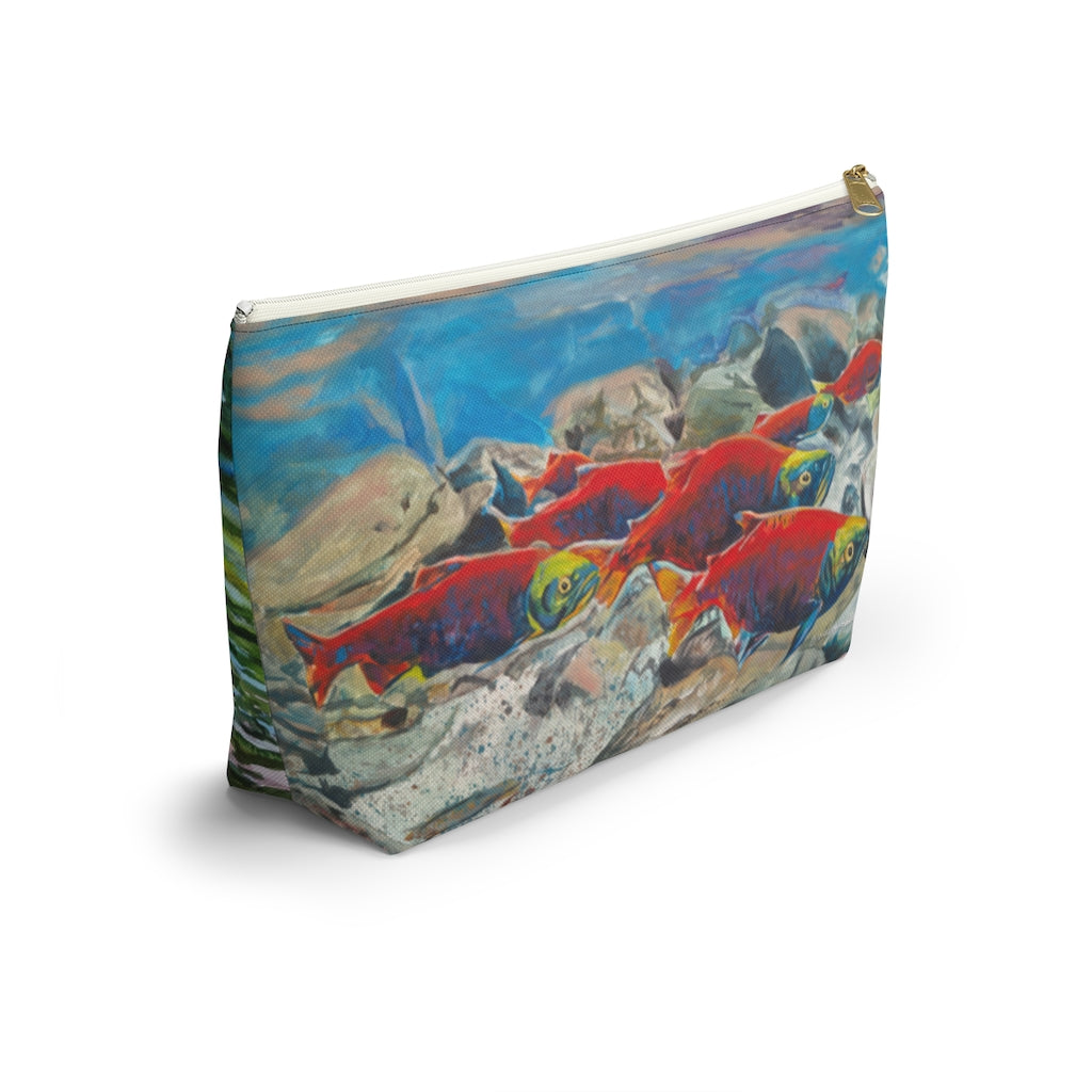 "Brookies and Reds" Accessory Pouch w T-bottom