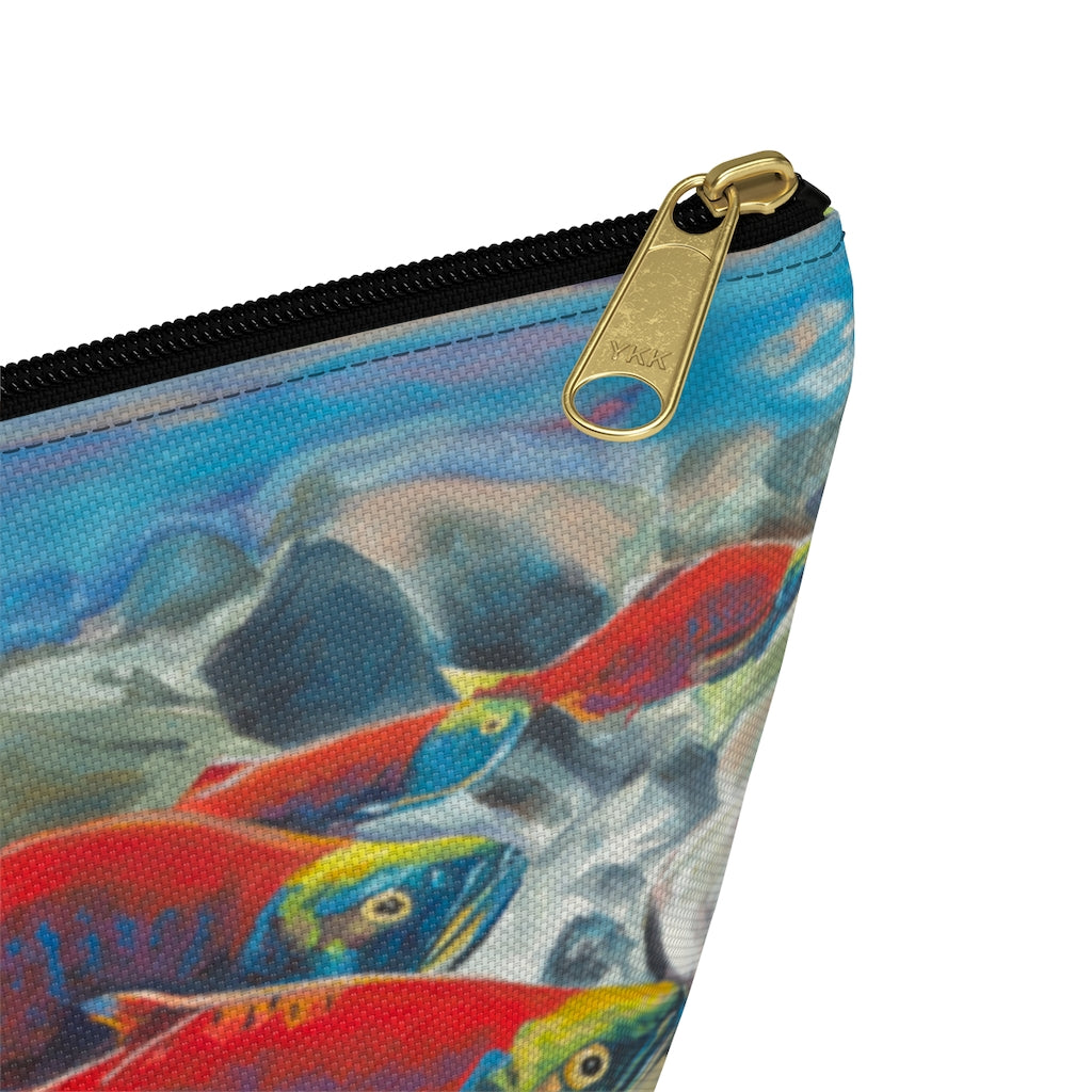 "Brookies and Reds" Accessory Pouch w T-bottom