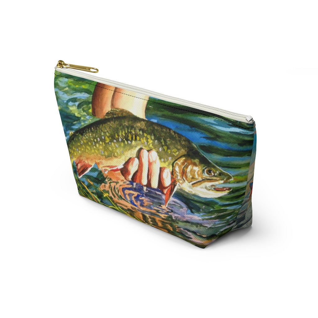 "Brookies and Reds" Accessory Pouch w T-bottom