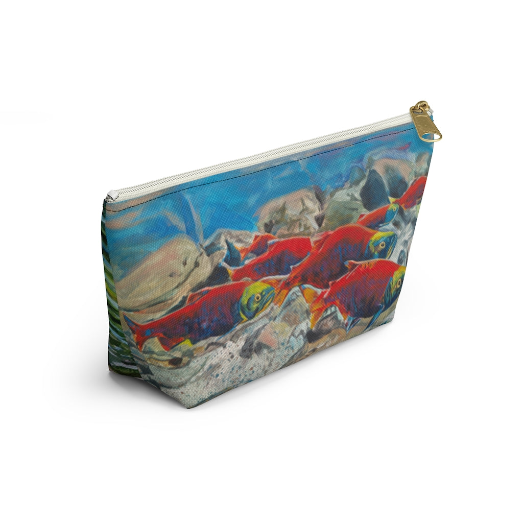 "Brookies and Reds" Accessory Pouch w T-bottom