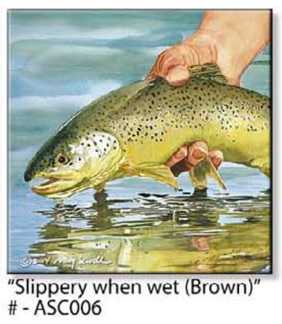 ASC006 "Slippery When Wet (Brown)" ceramic coaster