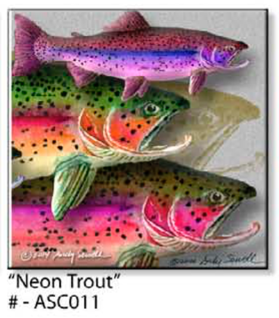 ASC011 "Neon Trout" ceramic coaster