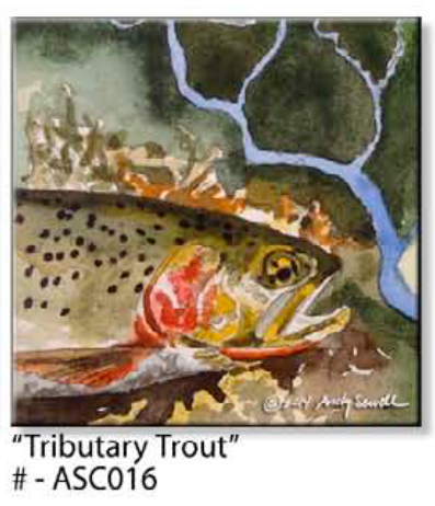 ASC016 "Tributary Trout" ceramic coaster