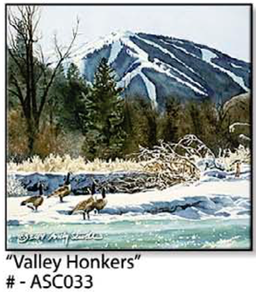 "Valley Honkers" - a limted edition Giclee reprod. from a watercolor of Sun Valley's Bald Mtn. - by Andy Sewell
