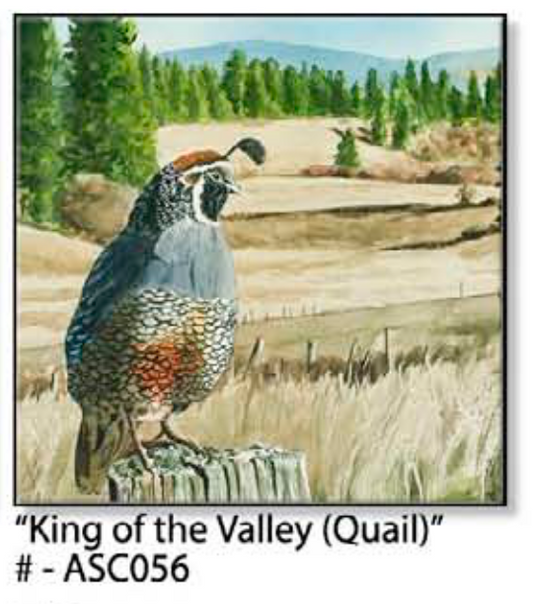 ASC056 "King of the Valley" quail ceramic coaster