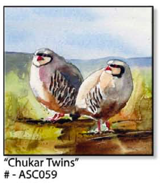 ASC059 "Chukar Twins" ceramic coaster