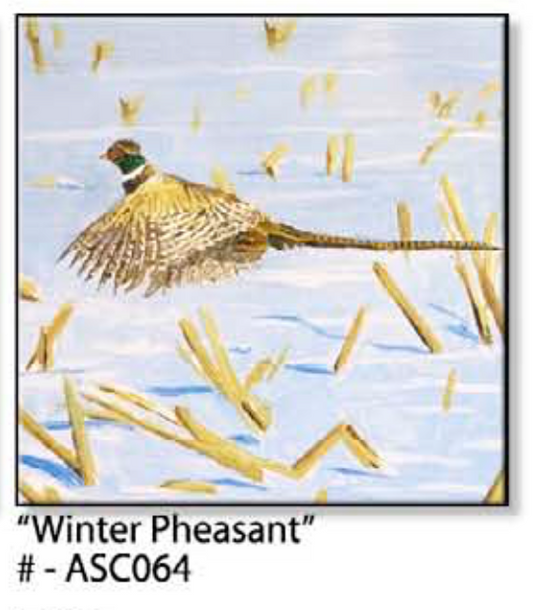 ASC064 "Winter Pheasant" ceramic coaster