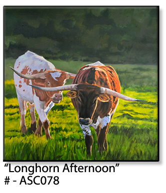 ASC078 "Longhorn Afternoon" ceramic coaster