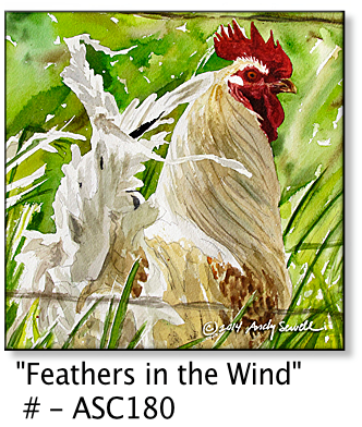 ASC180 "Feathers in the Wind" Chicken ceramic coaster