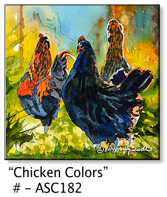 ASC182 "Chicken Colors" Chicken ceramic coaster