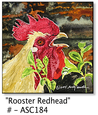 ASC184 "Rooster Redhead" Chicken ceramic coaster