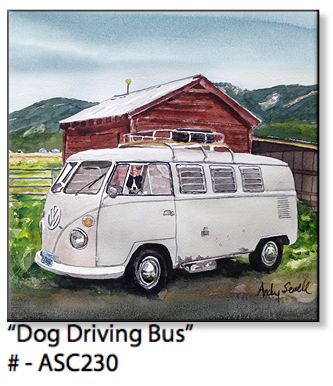 ASC230 "Dog Driving Bus" ceramic coaster