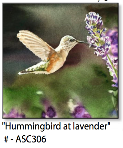 ASC306 "Hummingbird at lavender" ceramic coaster