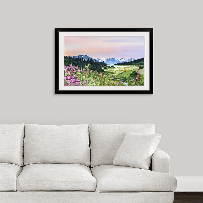 "Alaska Fireweed" - Alaska art print, signed Giclée art print from a watercolor of Alaska & Fireweed