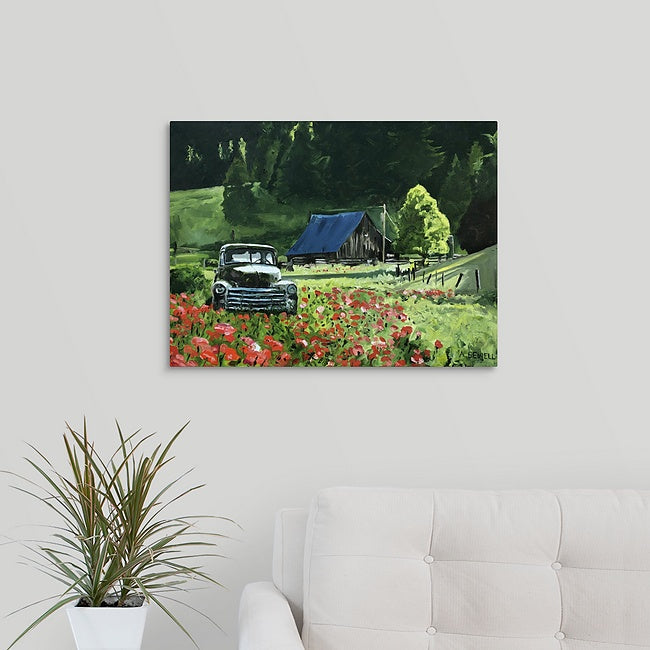 "Chevy in the Poppies" 16x22 original oil painting or signed edition canvas or paper print
