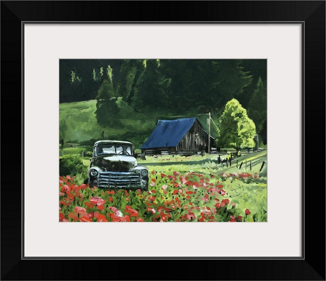 "Chevy in the Poppies" 16x22 original oil painting or signed edition canvas or paper print