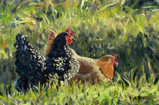 "Free Ranging Fowl"- 12" x 18" Giclee Print S/N Ltd. Ed. of country chicken