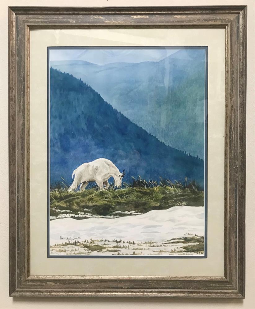 "High Mountain Hiker" (mountain goat in Glacier Nat. Park) 16"x22" Original watercolor painting or signed giclee print