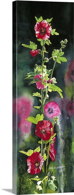 "Hollyhock Highlights" - an 8"x24" limited edition s/n giclee art print from an original watercolor